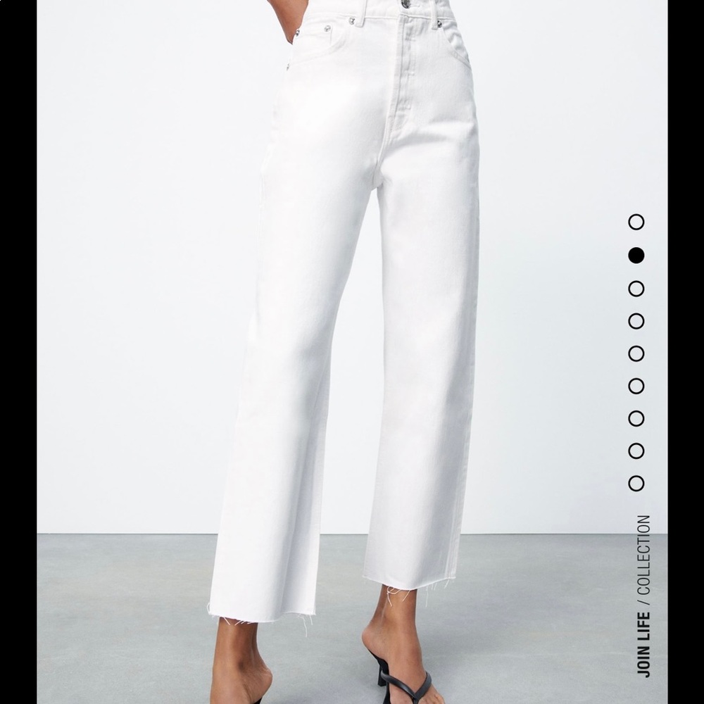 Zara Full-Length High Waisted White Jeans